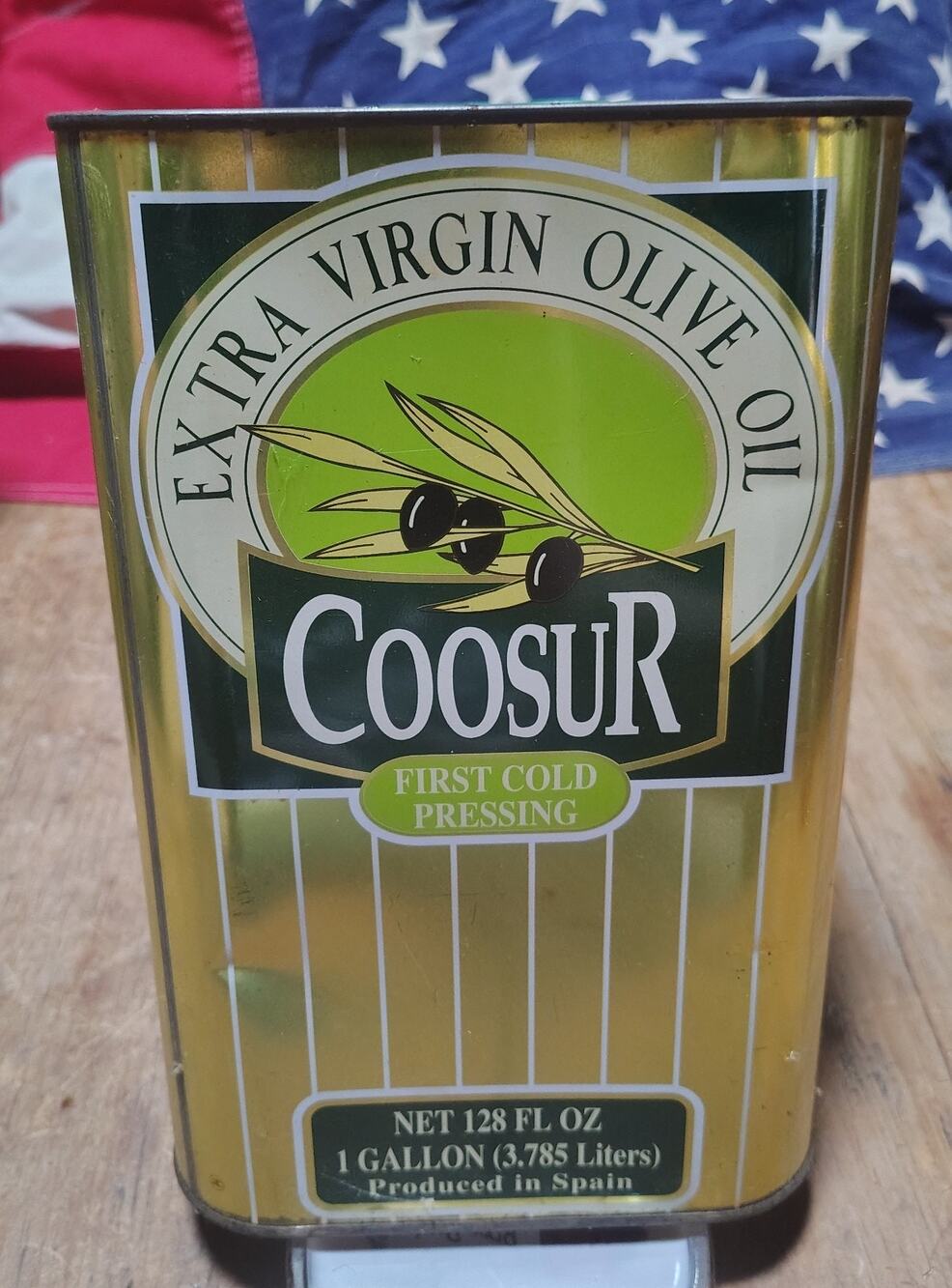 Vintage Coosur Olive Oil Advertising Tin Empty For Display Kitchen Decor